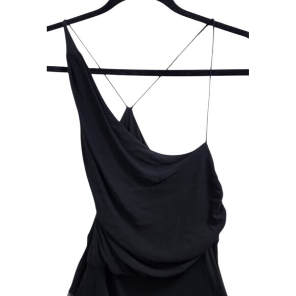 Women's Diane Von Furstenberg Black Asymmetrical dress with rouching Size 4 - Picture 5 of 10